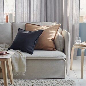 IKEA Set of 2 Washed Linen Cushion Covers Black 20"x20"